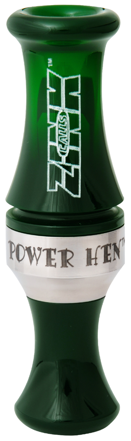 Green duck call with Power Hen label.