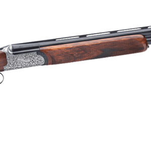 Side-by-side shotgun with wooden stock.