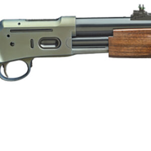 Side view of a lever-action rifle.