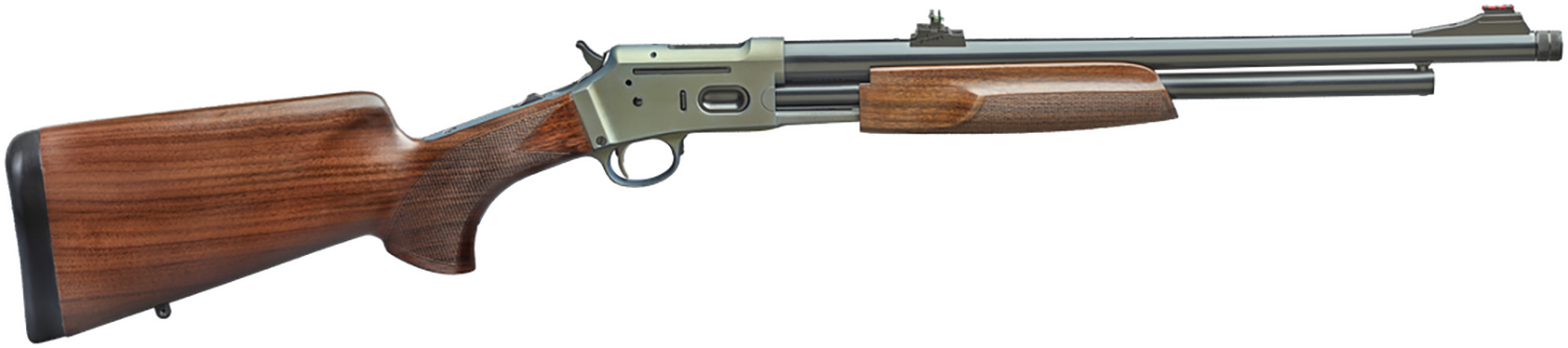 Side view of a lever-action rifle.