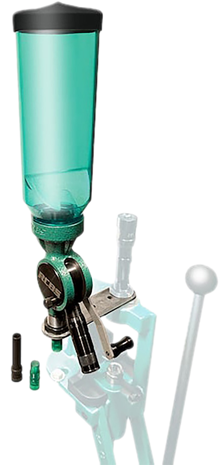 Reloading powder measure with adjustable reservoir.