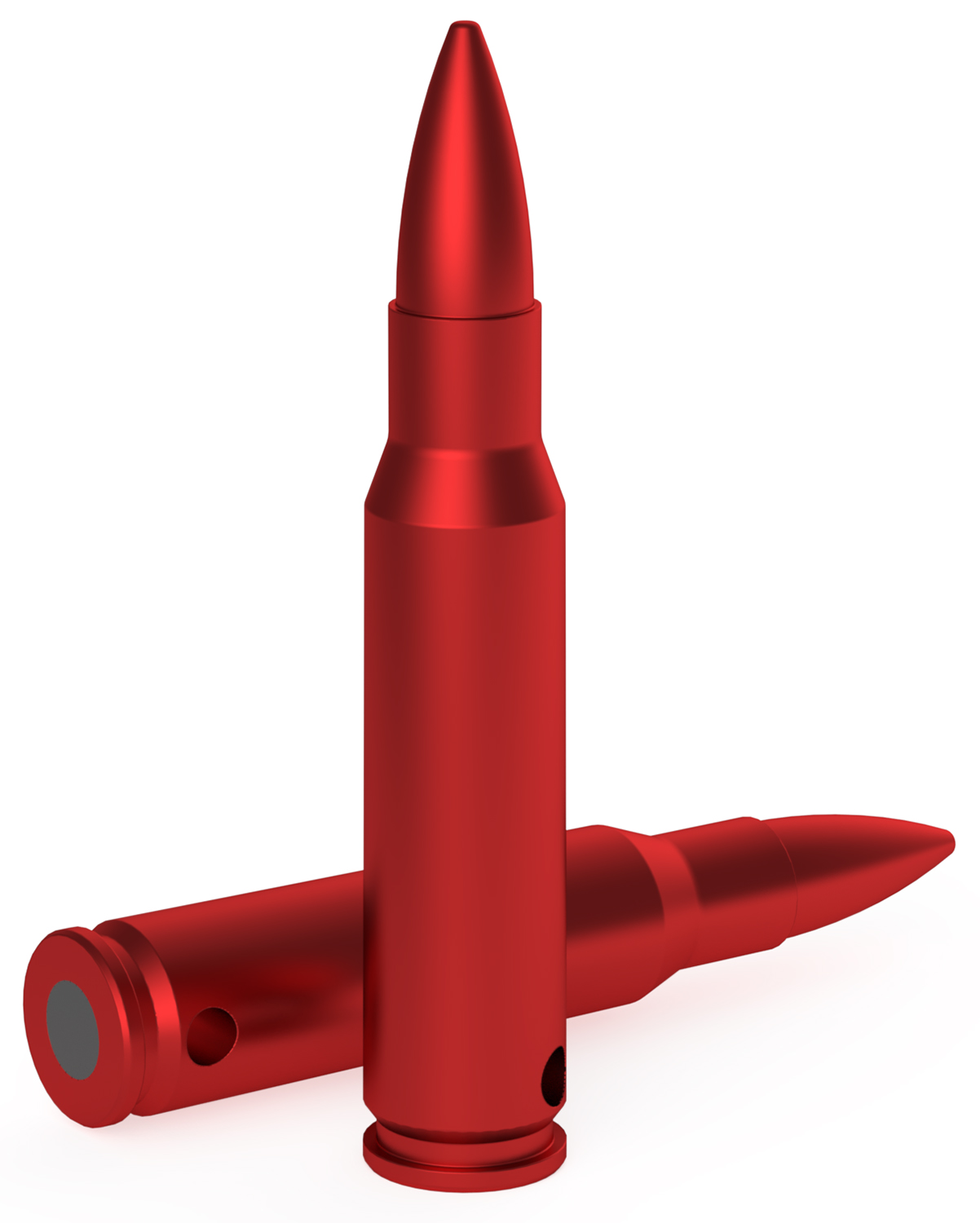 Two red bullets, pointed ends facing forward.
