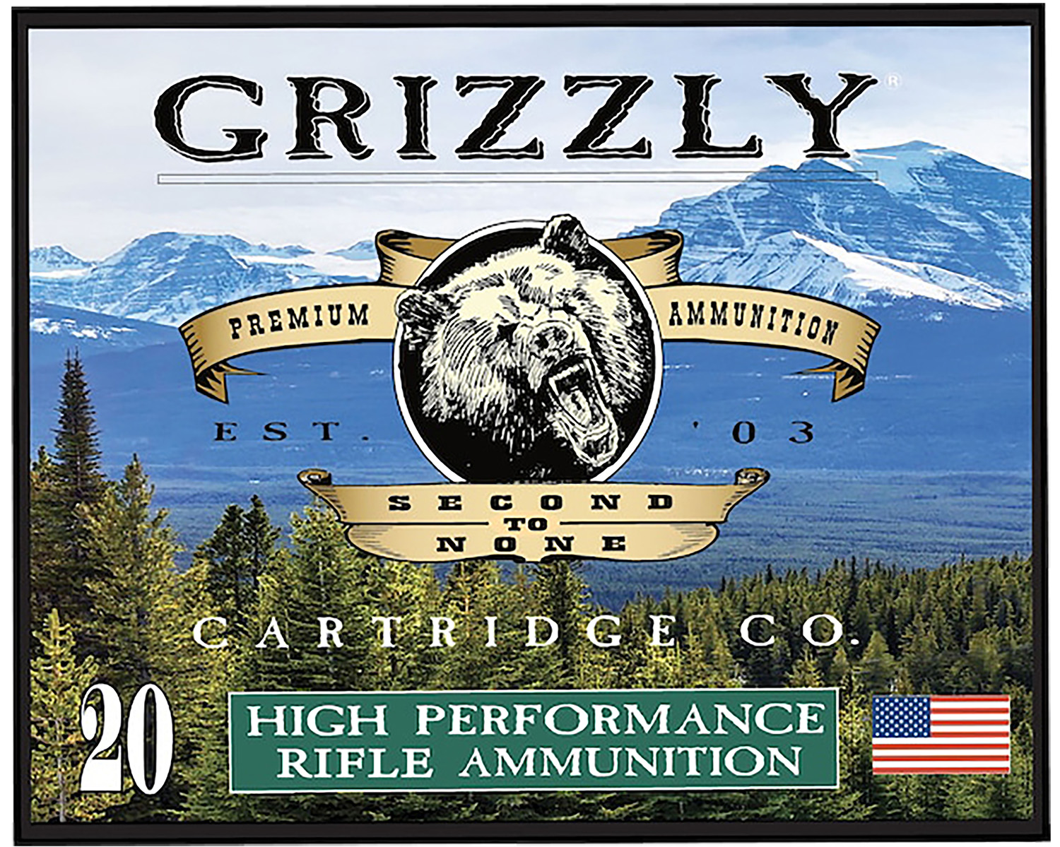 Grizzly high-performance rifle ammunition packaging image