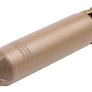 Tan suppressor for firearms on a white background
