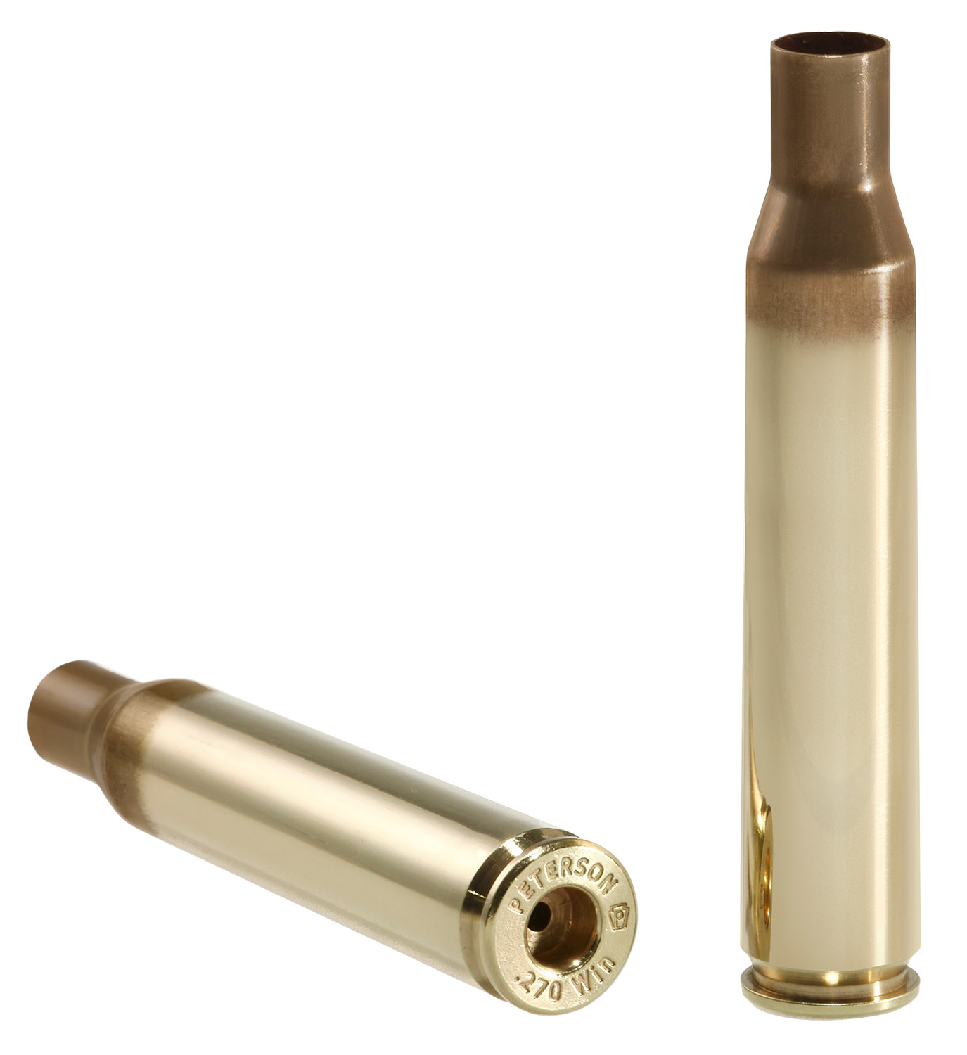 Two .270 Winchester brass cartridges