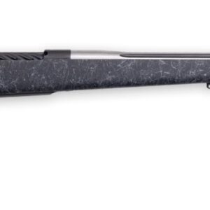 Side view of a modern hunting rifle.