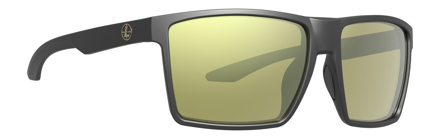 Stylish black sunglasses with yellow lenses.
