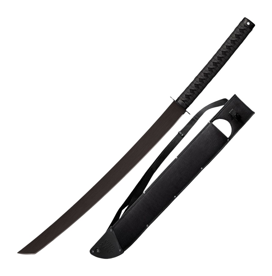 Black curved sword with scabbard