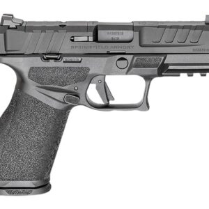 Black semi-automatic pistol on a white background.