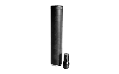 Black suppressor with detachable end cap.