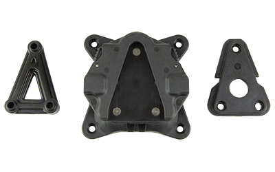 Three black rubber mount components for machinery.