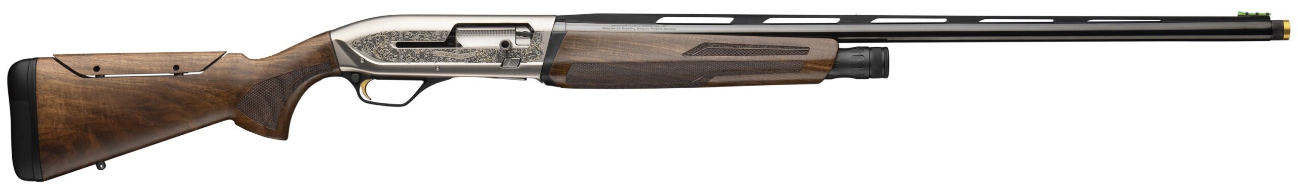 Side view of a decorative hunting shotgun.