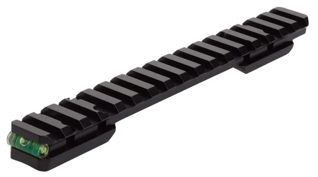 Black rifle scope mounting rail with level