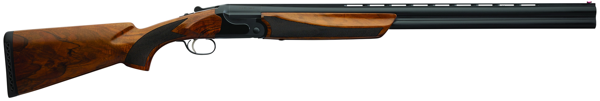 Side view of a wooden shotgun