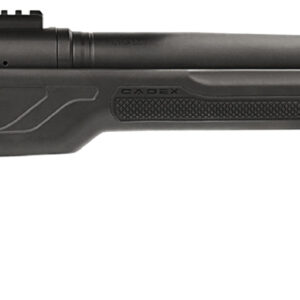 Black precision rifle with adjustable stock