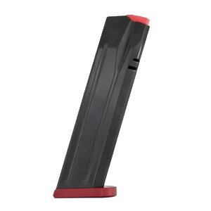 Black magazine with red base for firearms