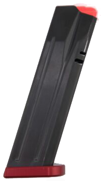 Black magazine with red base for firearms