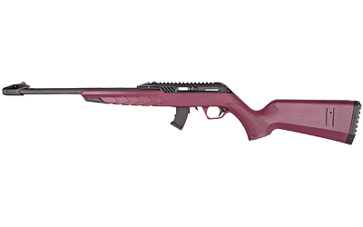 Maroon sporting rifle with design details.