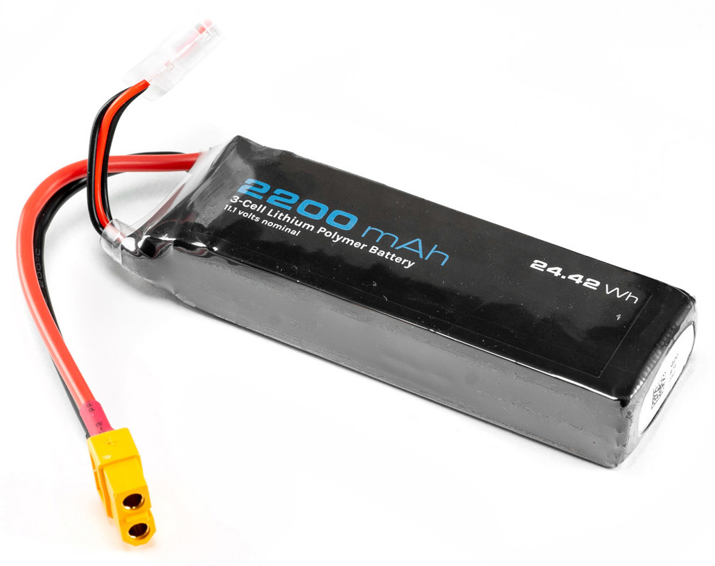 3-cell lithium polymer battery, 2200 mAh capacity.
