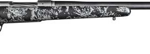 Detailed black and white patterned rifle.