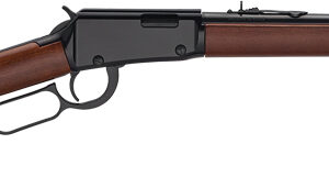 Side view of a lever-action rifle.