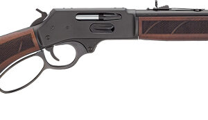 Side view of a lever-action rifle.