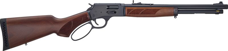 Lever action rifle with wooden stock
