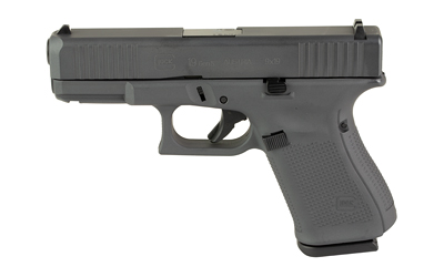 Glock semi-automatic handgun in gray color.