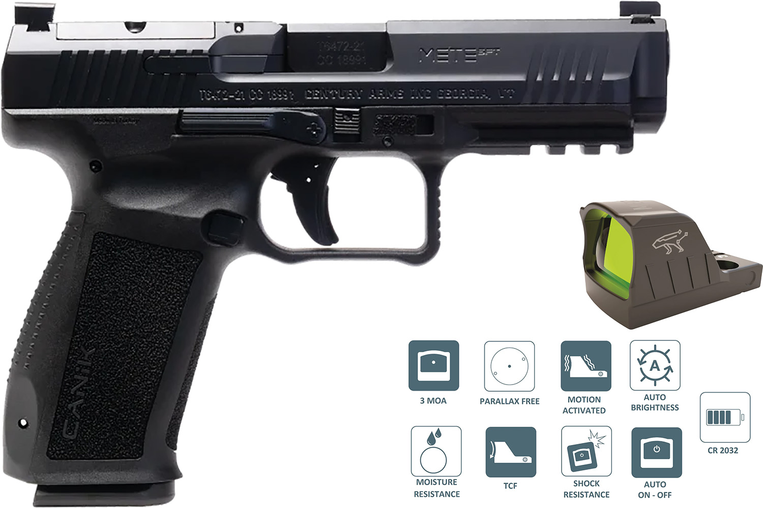Canik Mete SFT pistol with reflex sight features