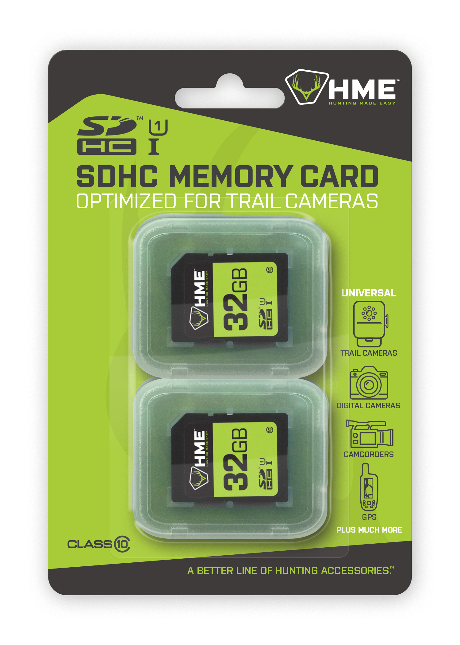Two 32GB SDHC memory cards for cameras.