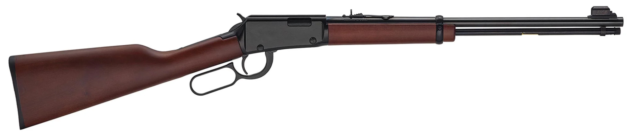 Classic lever-action rifle with wooden stock.