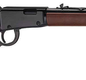 Side view of a vintage lever-action rifle.