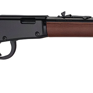 Side view of a classic lever-action rifle.