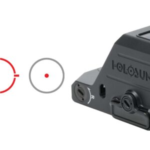 Holosun red dot sight with various reticle options.