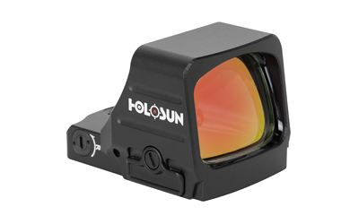 Holosun red dot sight with tinted lens.