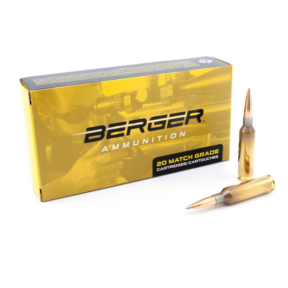 Box of Berger match grade ammunition cartridges.