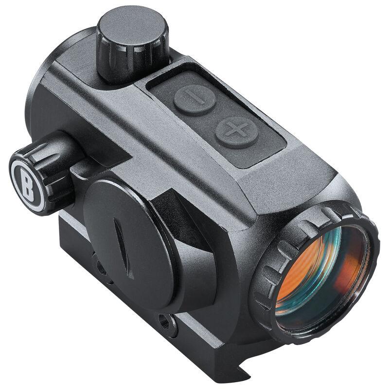 Compact black red dot sight for firearms.