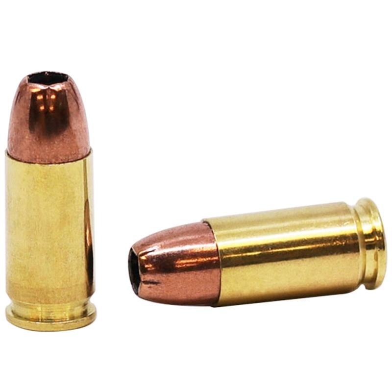 Two copper-tipped bullets on a white background.