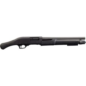 Side view of a tactical shotgun.