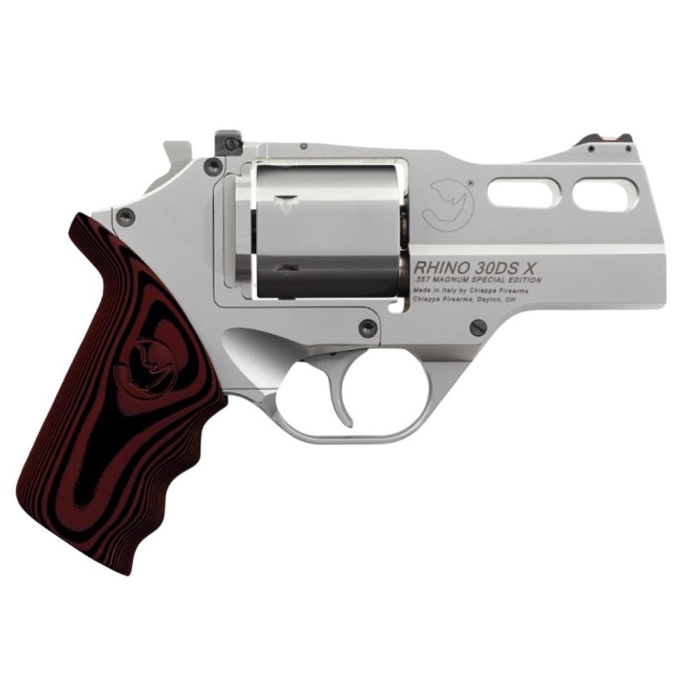 Rhino 30DS X revolver with silver finish.
