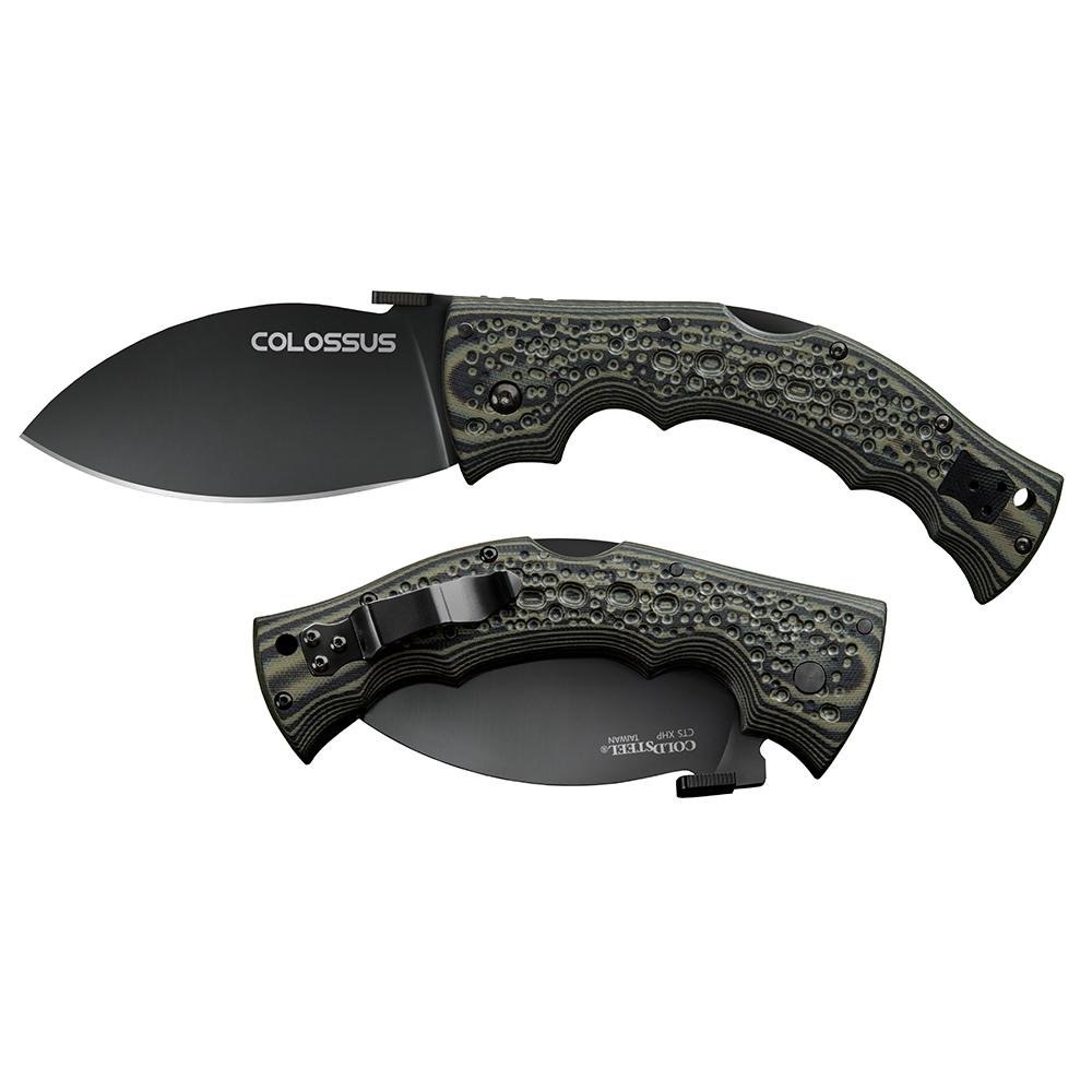Colossus folding knife with textured handle.