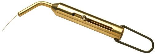 Brass dental scaler tool for oral hygiene.