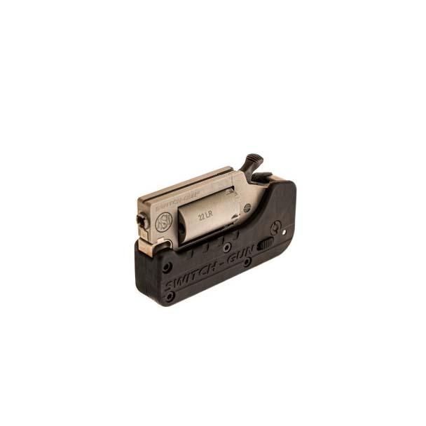 Compact firearm with interchangeable components.