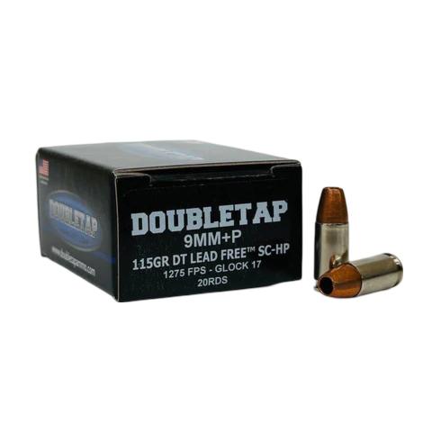 Box of DoubleTap 9mm ammunition with two bullets