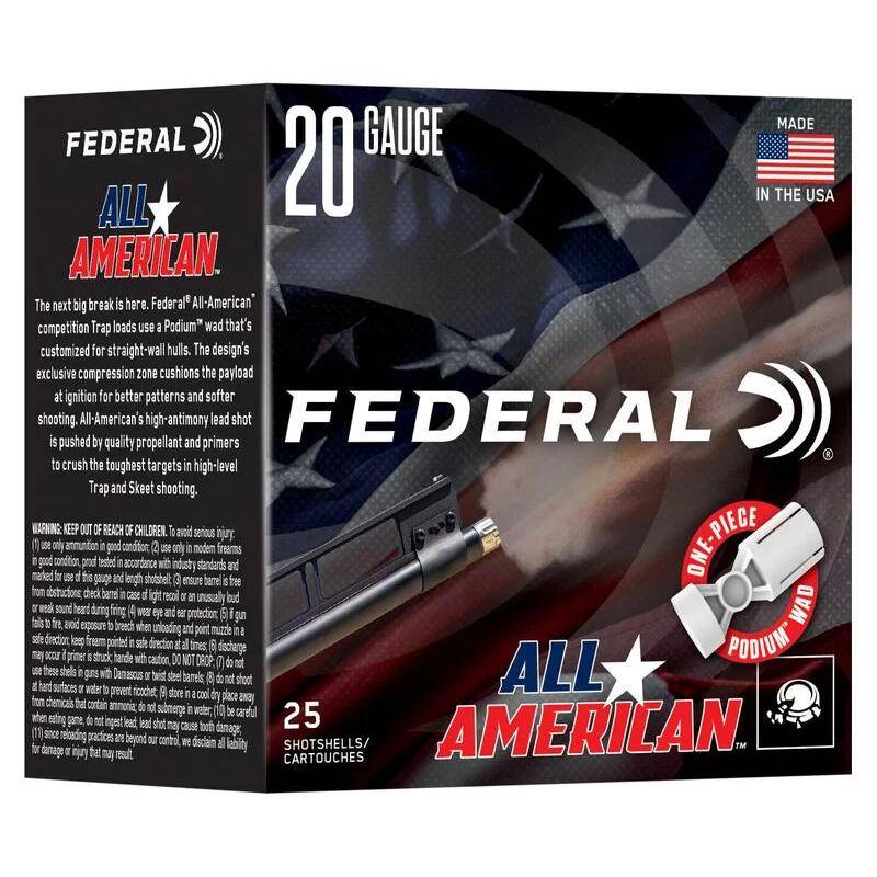 Federal All American 20 gauge shotshell box.