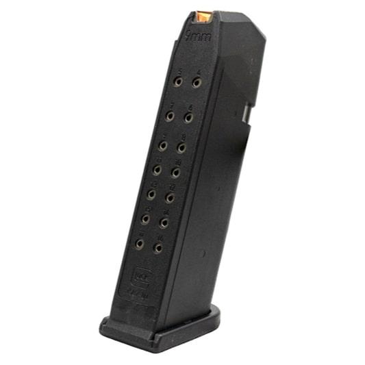 Black 9mm magazine with multiple bullet slots