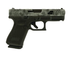 Side view of a black handgun.