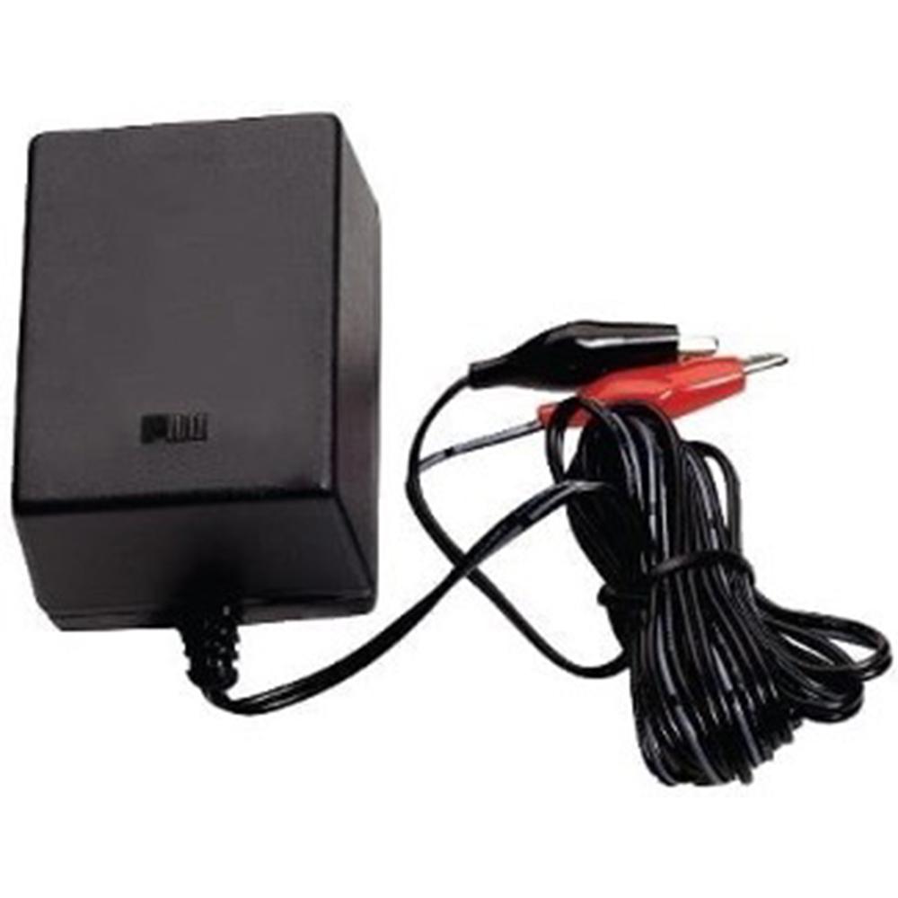 Black power adapter with red and black cables