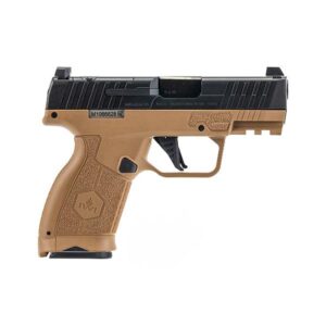 Brown semi-automatic handgun with black accents.
