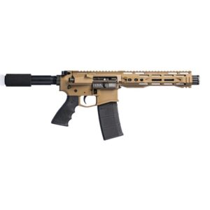 Tactical firearm with suppressor and magazine.
